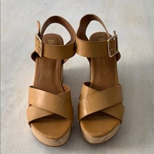 BC tan wedges worn once size 7.5